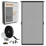 MAGZO Hanging Screen Door Curtain, Fits Door Size 32" x 80" (Mesh Size 34'' x 81''), Durable Fiberglass with Tension Rod and Hook&Loop (One Piece Can be Installed in 2 Ways), Weighted Bottom, Grey