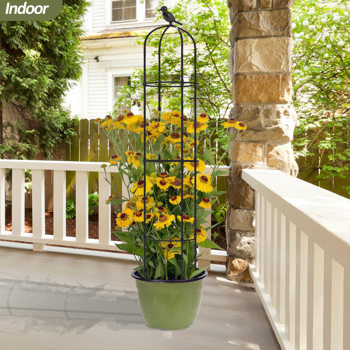 Trellume Garden Obelisk Trellis for Climbing Plants Outdoor - 69"(H), Rustproof Trellis with Adjustable Rings, Metal Plant Support for Potted Vines, Garden Trellis Use for Outdoor or Indoor(2 Pack)