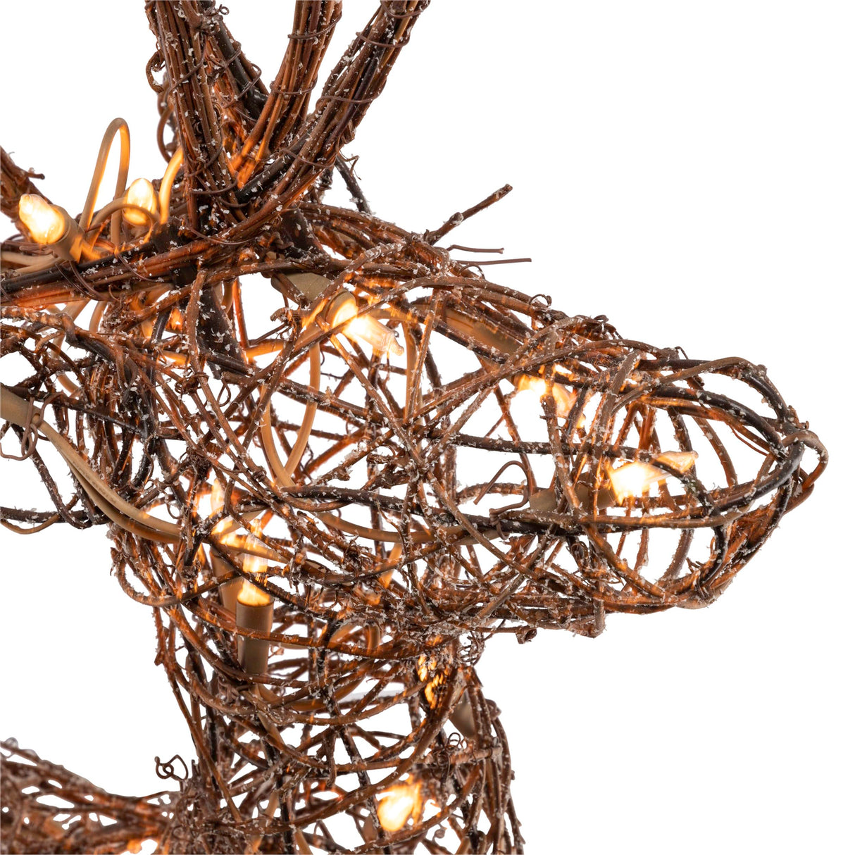 Alpine Corporation | 35" Outdoor Rattan Reindeer Decoration with 60 White LED Lights – Lighted Christmas Lawn & Yard Décor, Weather-Resistant Holiday Display