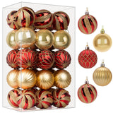 SHareconn 30ct 2.36 Inch Christmas Tree Balls Ornaments, Red & Gold, 60mm