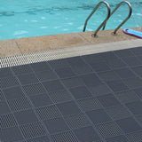 wiiiw 9 Pack Modular Interlocking Tiles Double Non-Slip 12"x12" Dark Gray