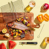 SHIZZO Grill Basket Gift Set with Skewers, Basting Brush, Gift Box