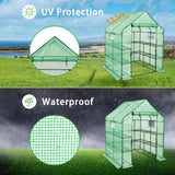SUNGIFT Walk-in Greenhouse for Outdoors, 57x61x80 Inch Large Greenhouse, 3 Tiers 10 Shelves Mini Green House Kit with Observation Windows Roll-up Door Zipper, Plant Garden Hot House for Herbs, Flowers