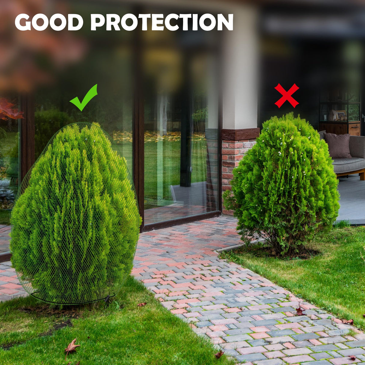 codree 3 Pcs Deer Netting for Shrubs- 7.8 x 7.8 Ft Deer Plant Netting Cover- Reusable Garden Plants Mesh Netting to Protect Undershrub Plant from Deer, Birds and Other Animals