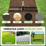 Lawn Leveling Rake, 45"x10" Stainless Steel Lawn Leveler with 76" Adjustable Handle, Heavy-Duty Yard Leveling Rake for Garden, Golf Course, Farm, Pasture, Professional Lawn Care Tool
