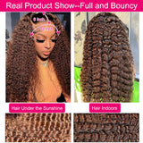 Aonou 200% Density Chocolate Brown Deep Wave Lace Front Wigs Human Hair 13x6 Deep Curly Human Hair Wigs for Women HD Transparent Lace Frontal Wet and Wavy Wigs Pre Plucked 100% Virgin Hair 28inch