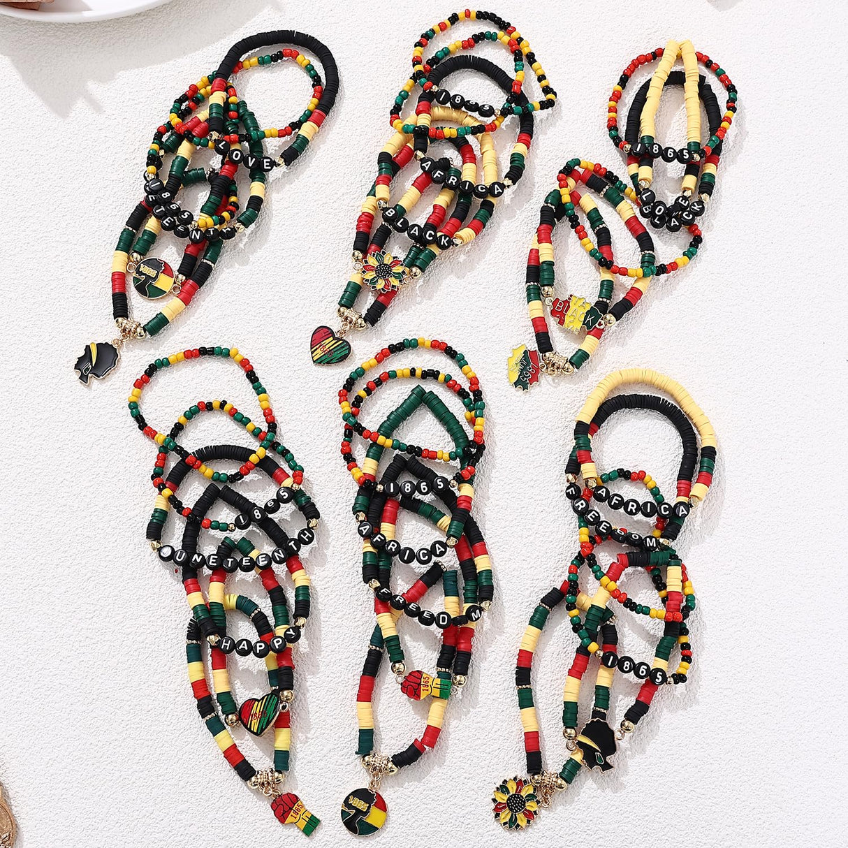 Cooluckday 36Pcs Juneteenth Bracelets bulk for Women Juneteenth Day Party Favors Freedom Day Bracelets for Women Jewelry Supplies for African
