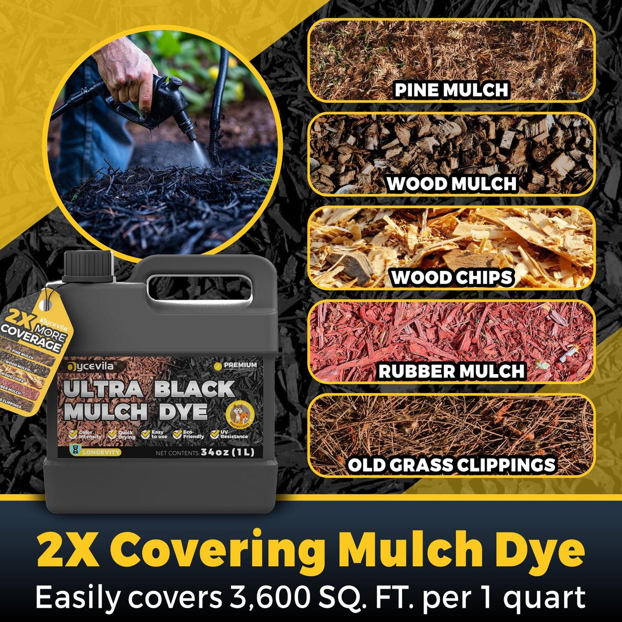 32 oz Black Mulch Dye Concentrate, Liquid Mulch Dye for Landscaping