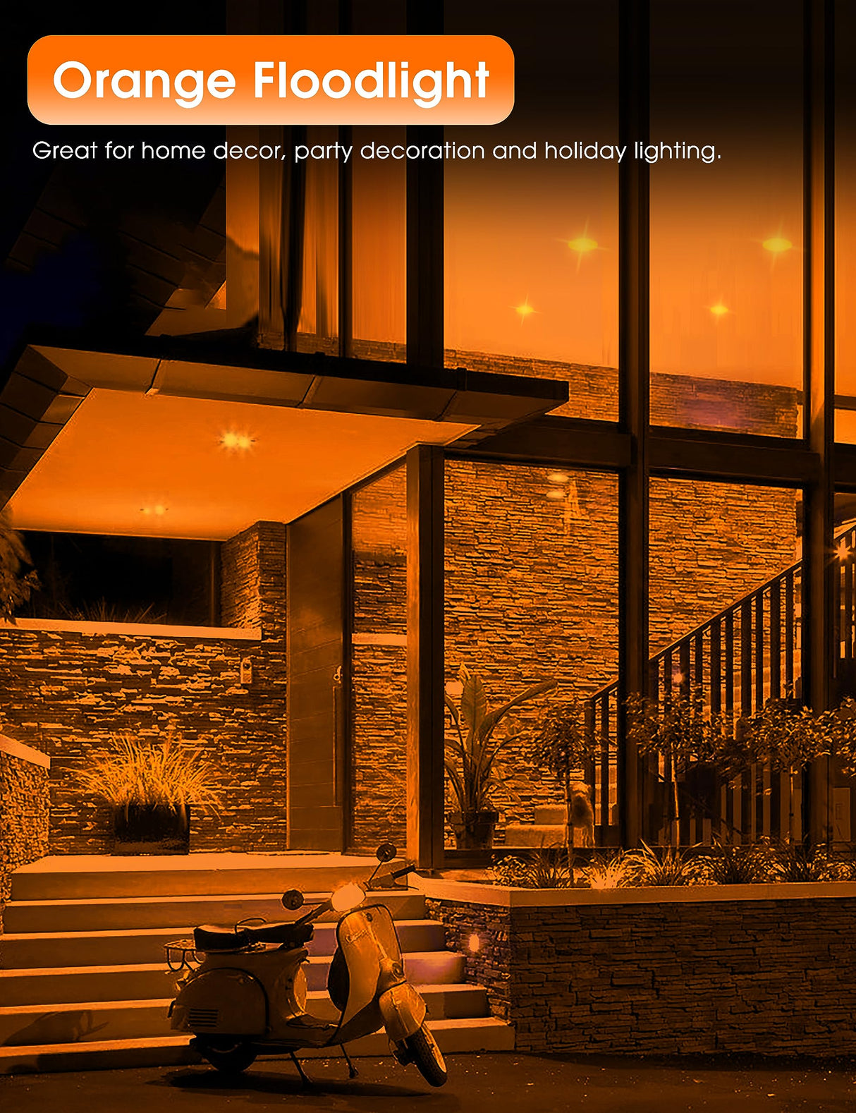 Fulighture Orange Flood Light Bulbs Outdoor 2 Pack, Par38 LED Orange Light Bulbs Not-dimmable15W(100W Equivalent) E26 Halloween Christmas Decorations Light Bulb for Porch Home Holiday Lighting