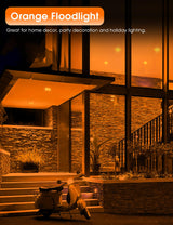 Fulighture Orange Flood Light Bulbs Outdoor 2 Pack, Par38 LED Orange Light Bulbs Not-dimmable15W(100W Equivalent) E26 Halloween Christmas Decorations Light Bulb for Porch Home Holiday Lighting