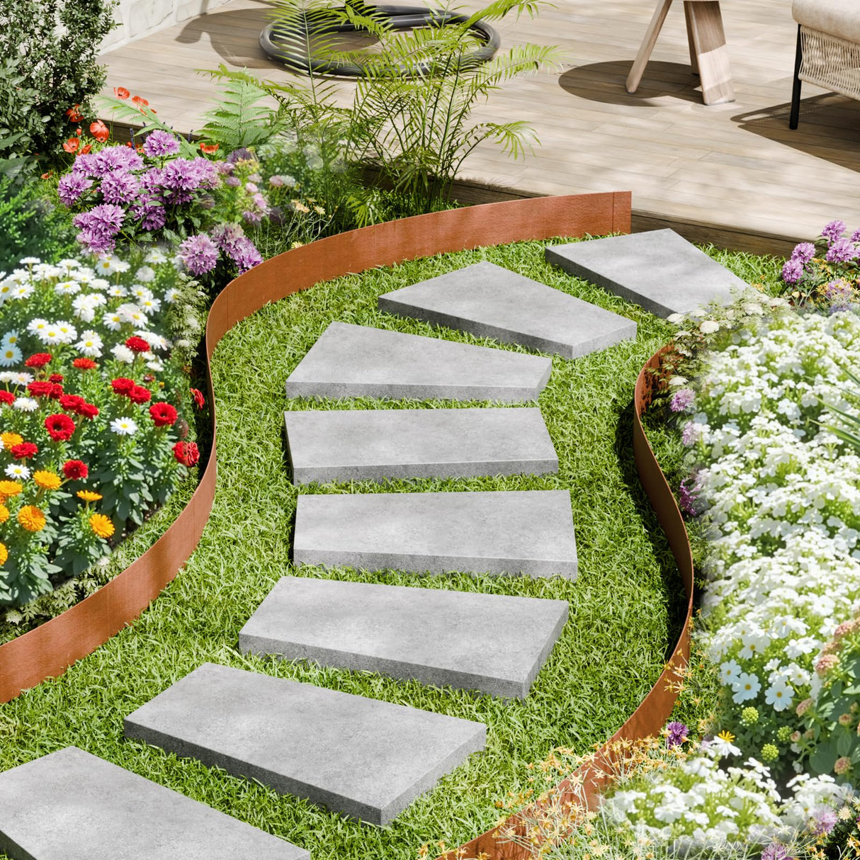 VEVOR Steel Landscape Edging, 10 Packs 40 x 4.5 in Weather-Resistant & Pre-Rust Metal Landscape Edging, Bendable Garden Edging Border, Heavy Duty Lawn Edging, Flower Bed Yard Pathway Divider