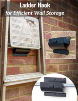 Ladder Hook - Black Heavy Duty Ladder Brackets for Garage Wall - Utility Hook for Wall Mount Ladder Storage, Folding Chair - Tool Holder to Organize Garage and Shed