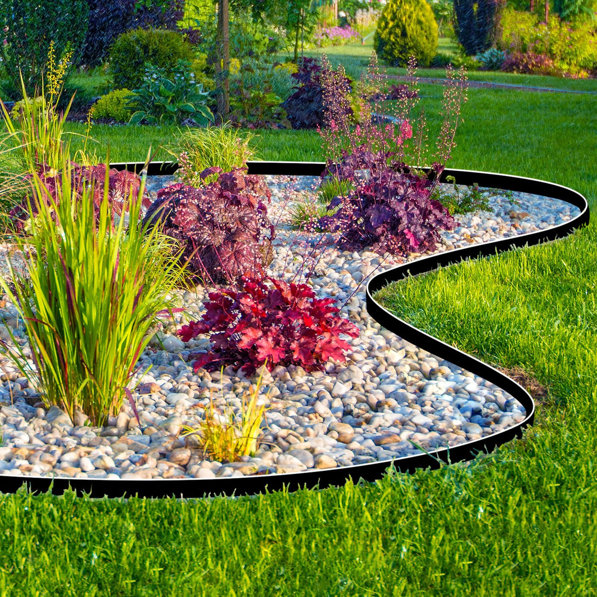 JERIA 4 Inch Tall 66 FT Garden Edging Kit with 90pcs Spikes, Plastic Edging for Landscaping