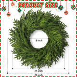 26" Large Cedar Norfolk Pine Wreath for Front Door, Faux Christmas Wreath