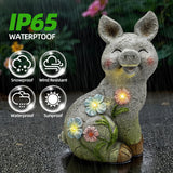 Leekung Solar Pig Statues Garden Decor,Outdoor Statue Sculpture with Led Lights,Solar Garden Decorations Pig Figurines for Patio,Balcony,Yard,Lawn,Unique Housewarming Birthday Gifts for Mom Women