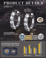 Moissanite Hoop Earrings S925 Sterling Silver Huggie Earring for Women Men