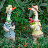 WONDHOME Garden Statues Couple Duck, Funny Cartoon Duck Garden Statues Indoor Outdoor Spring Decorations Cute Ducks Art Décor Goose for Yard Home Garden Patio and Office (2- Pack)