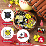 Knitgrip 60 Sport Trading Enamel Pins Bulk, Lapel Pin, 12 Style, Softball