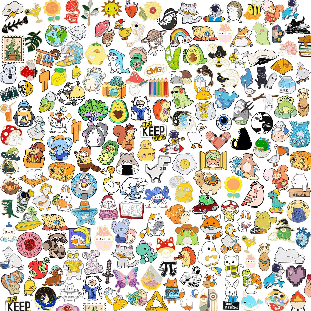 50-Pack Mixed Enamel Brooch Bulk Set,Lapel Badges, Cartoon Plant Enamel Pin Sets, Funny Button Pins Jewelry for Backpack Cloths Hats Jacket Decoration (50 PCS)