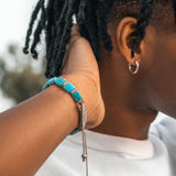 RTZN® Mens Turquoise Bracelet – Premium Handcrafted Western Turquoise Bracelets for Men And Women – 8MM Flat Bead Adjustable Turquoise Beaded Bracelet (Havana)