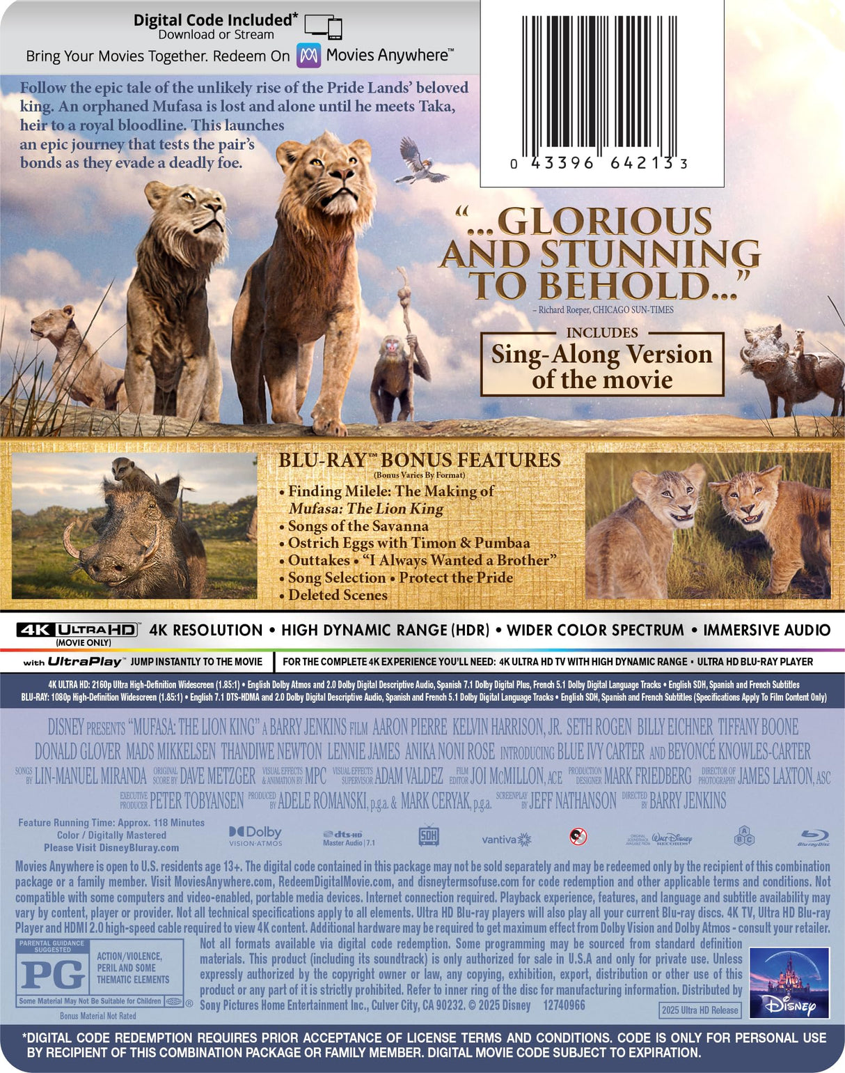 Mufasa: The Lion King - 4K + Blu-ray [4K UHD]