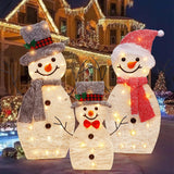 ATDAWN Light Up Snowman Family, Pre-Lit 60 Lights Christmas Collapsible Snowman Outdoor Decoration, Outdoor Lighted Snowman Christmas Yard Decorations, SF02
