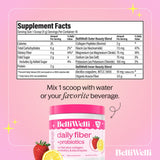 Belli Welli Fiber Supplement for Women&Men, Premium Daily Fiber Powder from Organic Acacia with Added Collagen, Electrolytes&Probiotics, No Bloat, Constipation&Gut Health Support (Strawberry Lemonade)