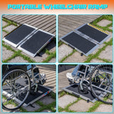 WHALEMOTOR Portable Wheelchair Ramp 2FT, Anti-Slip Aluminum Folding Portable Ramp, Wheelchair Ramps for Home, Weight Capacity Up to 600 LBS, with Transition Plates Above and Below