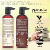 PURA D'OR Professional Grade Clinically Formulated Biotin Shampoo & Conditioner For Hair Thinning - 2X Concentrated Proprietary Herbal Blend Thickening Products For Women & Men, Sulfate Free, 16oz x2