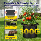 iPower 5-Pack 10 Gallon Plant Grow Bags Thickened Nonwoven Aeration Fabric Pots Heavy Duty Durable Container, Strap Handles for Garden, Black New