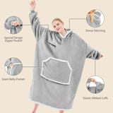 IFNOW Oversized Sherpa Wearable Blanket Hoodie for Adult with Eye Mask,Grey