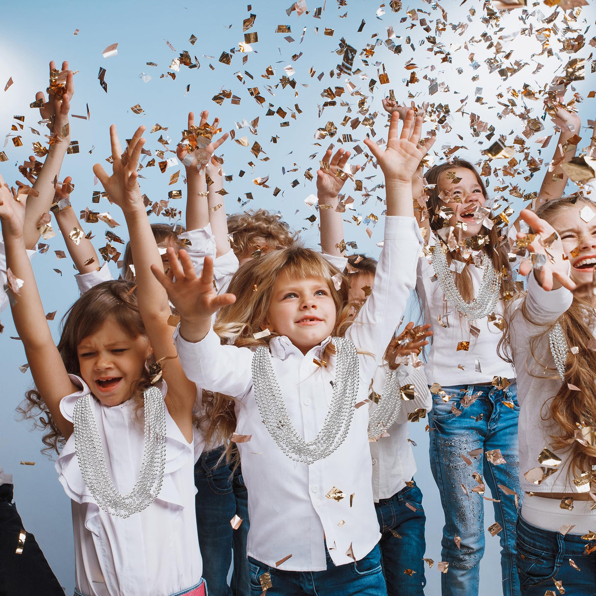 100PCS Bead Necklace, Silver Mardi Gras Beads Stuff Party Favors, Christmas 33" Toy Necklaces Costume, Festival Parade Throw Accessories for Wedding Birthday Celebrations Decoration