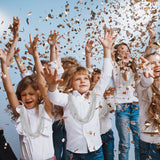 100PCS Bead Necklace, Silver Mardi Gras Beads Stuff Party Favors, Christmas 33" Toy Necklaces Costume, Festival Parade Throw Accessories for Wedding Birthday Celebrations Decoration