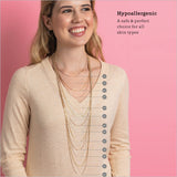 KEZEF Dainty Box Chain Necklace for Women, 18K Gold Plated Silver, 18 Inch