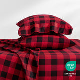 Bare Home Flannel Sheet Set Prints, 100% Cotton, Velvety Soft Heavyweight - Christmas Holiday Sheets - Double Brushed Flannel - Extra Softness, Comfort - Deep Pocket (Queen, Buffalo Plaid - Red/Black)