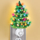 Collections Etc Ceramic Christmas Tree Night Light - 6" H, Nostalgic, Decorative Bathroom Decoration, Green