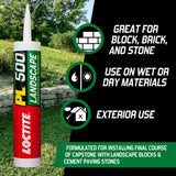 Loctite PL 500 Landscape Block & Stone Construction Adhesive, 10 fl oz Cartridge, 12 Pack
