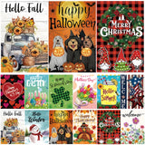 Seasonal Garden Flags Set of 12 Double Sided 12 x 18 Inch, Small Yard Flags for Outside, Summer Fall Garden Flag, Christmas Halloween Winter Outdoor Flag, Holiday Garden Decorations for All Season