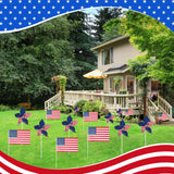 120 Pcs 4th of July Decorations Include 60 Patriotic Pinwheels 60 Small American Flags on Stick, Red White and Blue Pinwheel Windmill for Memorial Day Independence Day Parade Yard Decor Garden Outdoor