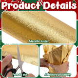 Adnee 2 Roll 10 Yard Floral Foil Plant Pot Covers,Matte Texture Christmas Plant Pot Foil,Golden Floral Pot Wrapping Paper for Christmas Home Flower Pot DIY decor