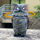 Owls to Keep Birds Away, Solar Owl Decoys to Scare Birds Away, Small Fake Owl for Bird Control, Resin Owls Outdoor Decor with Rotating Head and Lighted Eyes, Animal Deterrent for Outside, Garden