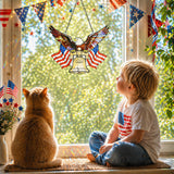 SUNCKET America 250th Independence Day 4th of July Decorations American Bald Eagle 7.8 Inch Stained Glass Window Hanging Suncatcher