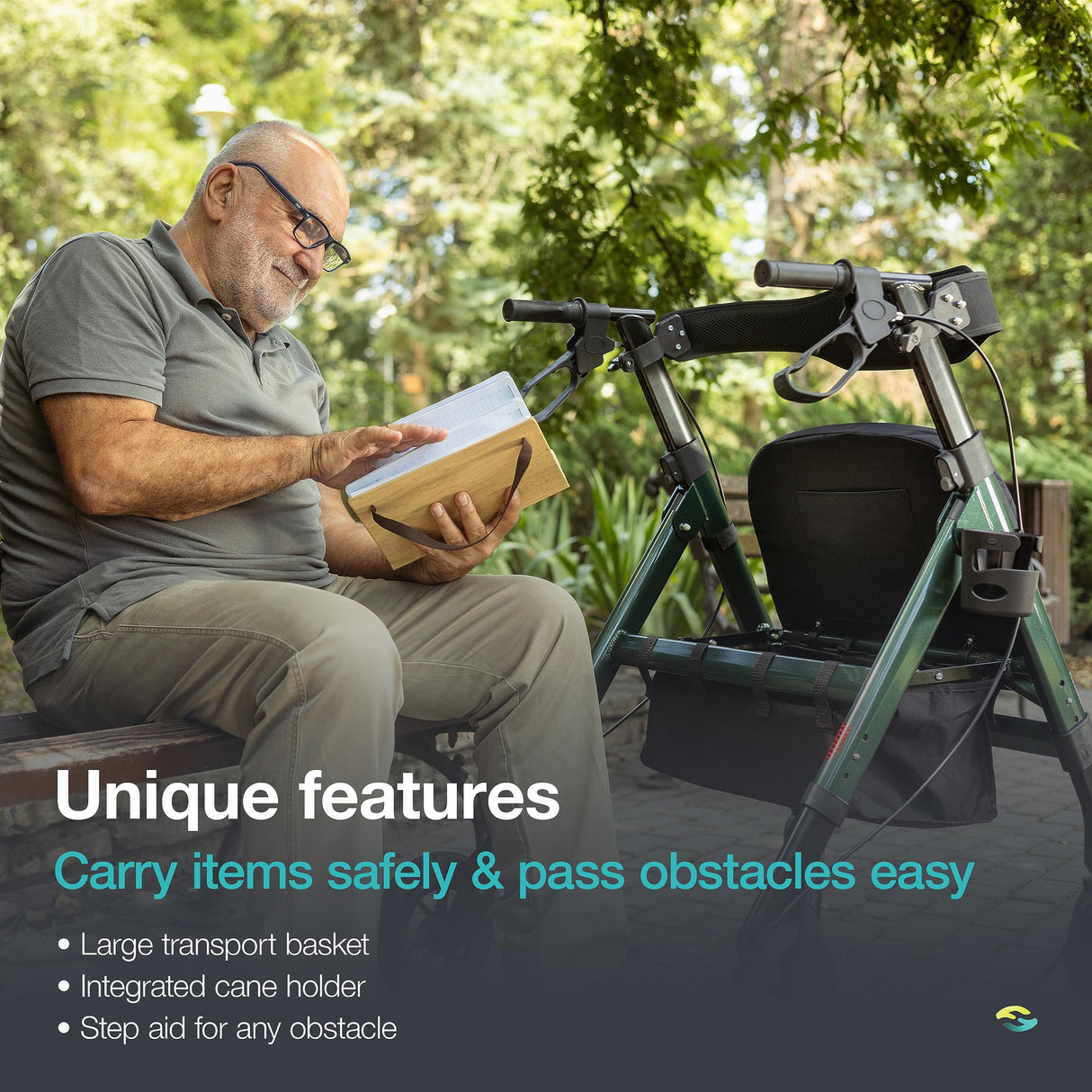 Helavo Bariatric All Terrain Walker - Extra Wide Heavy Duty Outdoor Rollator for Seniors - 500 lbs Weight Capacity