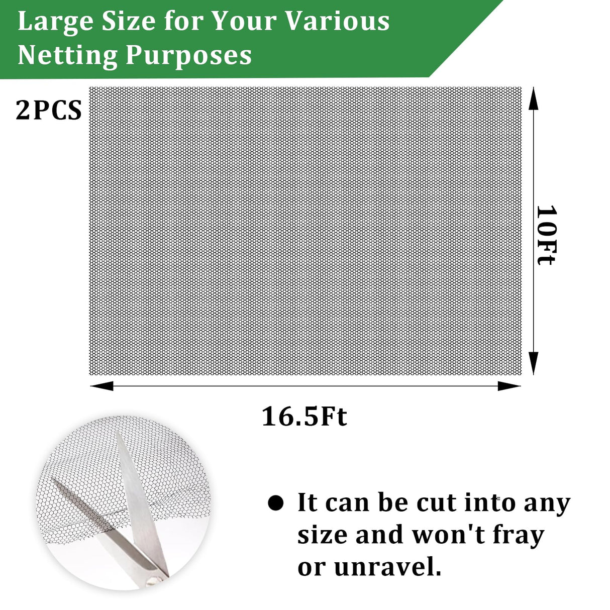 2PCS 10 x 16.5 Ft Mosquito Netting for Patio, Garden Mesh Netting, Fly Insect Bird Net Barrier for Protect Vegetables Plants, Mosquito Mesh Screen for Outdoor Patios Apartment Balcony (Black)