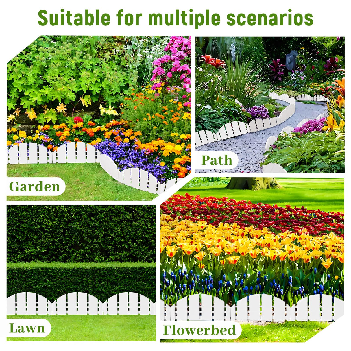 White Garden Edging Flexible Landscape Border with Anchoring Spikes for Lawn Flower Bed Outdoor Decor (30)