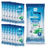 MED PRIDE Hospital Adult No Rinse Bath Wipes for Women, Thick Microwavable Disposable Wipes with Aloe Vera, 96 Count (12 Packs)