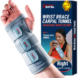 FEATOL Wrist Brace Carpal Tunnel for Women Men, Adjustable Night Sleep Support Brace with Splints Right Hand, Large/X-Large