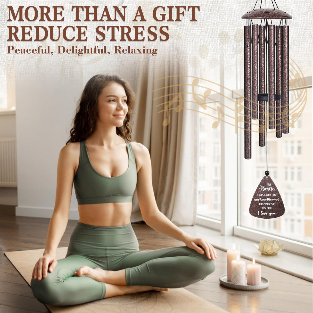 Bestie Gifts for Women, 32" Bronze Wind Chimes, Best Friend Birthday Gifts for Women, Friendship Gift for Birthday Christmas, Unique Bestie Gift Ideas for Woman Female Bestfriend BFF, Home Decor