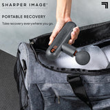 Sharper Image Powerboost Move - Portable Percussion Massage Gun with 4 Attachments, 4 Speeds| Lightweight Full Body Back & Shoulder Massager| Deep Tissue Muscle Recovery, Pain Relief & Soreness