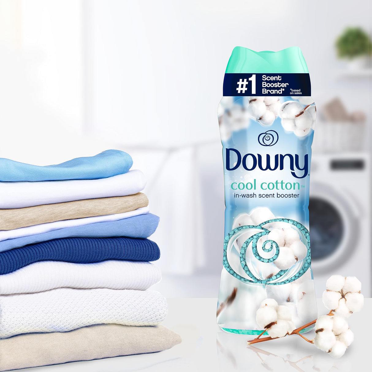 Downy In-Wash Laundry Scent Booster Beads, Cool Cotton, 24 oz